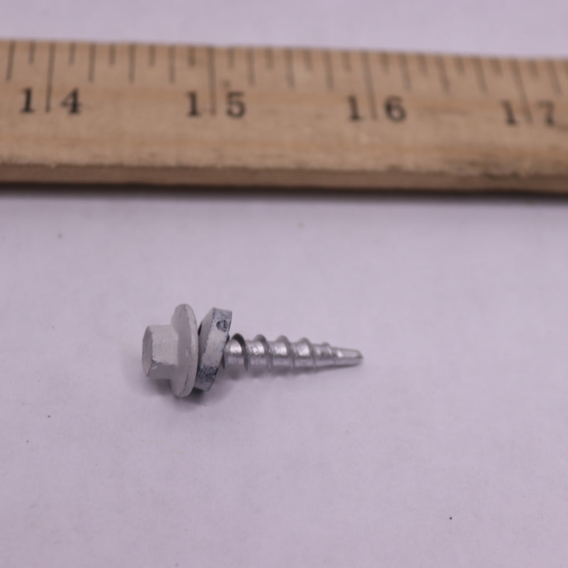 Hex Washer Head Pole Barn Self-Drilling Screws White Painted Steel 1lb.