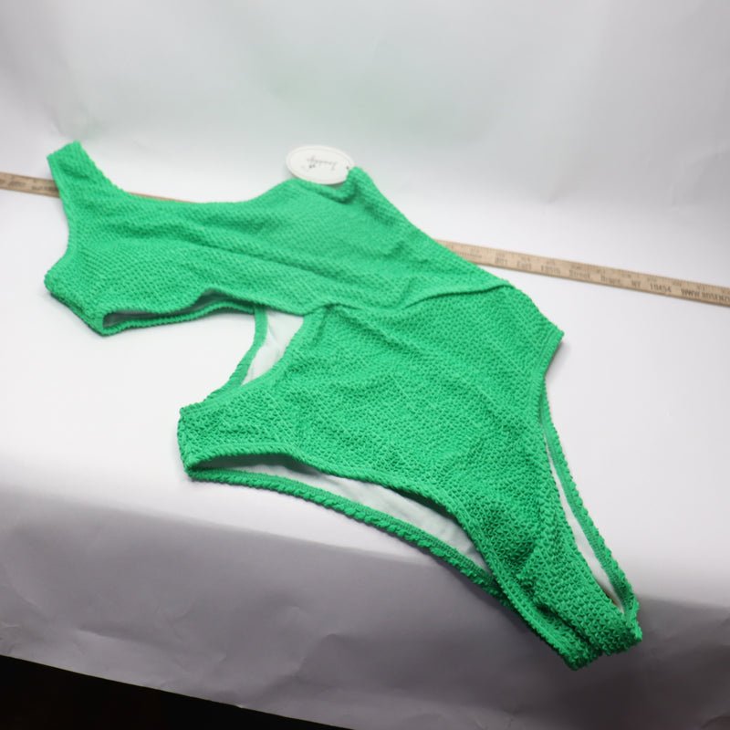 Inadays Celine Cutout One-Shoulder Piece Swimsuit Green Medium YYOO4-GREEN-M