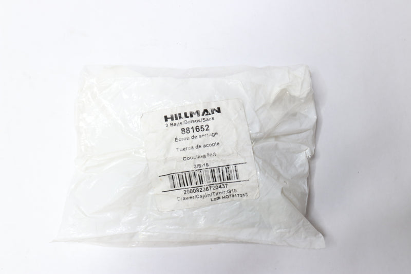 Hillman 881652 2-Count Zinc-Plated Standard SAE Regular Nut, .375" - 6 Pack