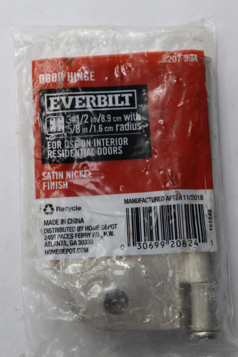 Everbilt Door Hinge Satin Nickel 3-1/2-In x 5/8-In Radius 207394