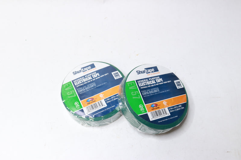 (2-Pk) Shurtape Vinyl Electrical Tape Green 3/4-in x 22-yds EV 57