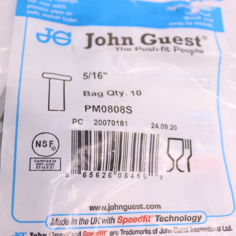 (10-Pk) John Guest Acetal Copolymer Tube Fitting Plug 5/16" Stem OD PM0808S