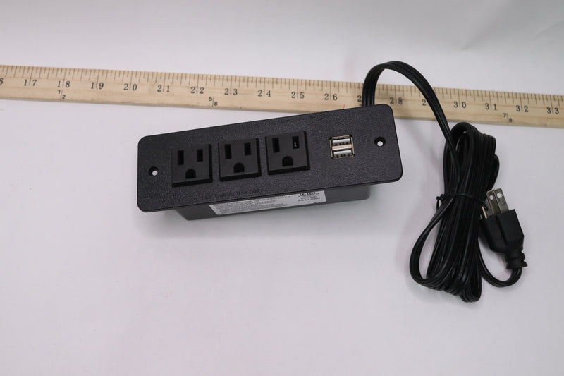 Bayu Rectangular Universal Desk Power Strips Recessed Power Socket Black