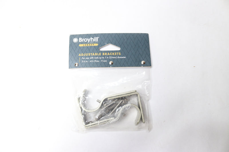 (2-Pk) Broyhill Adjustable Curtain Rod Brackets Brushed Nickel T85361