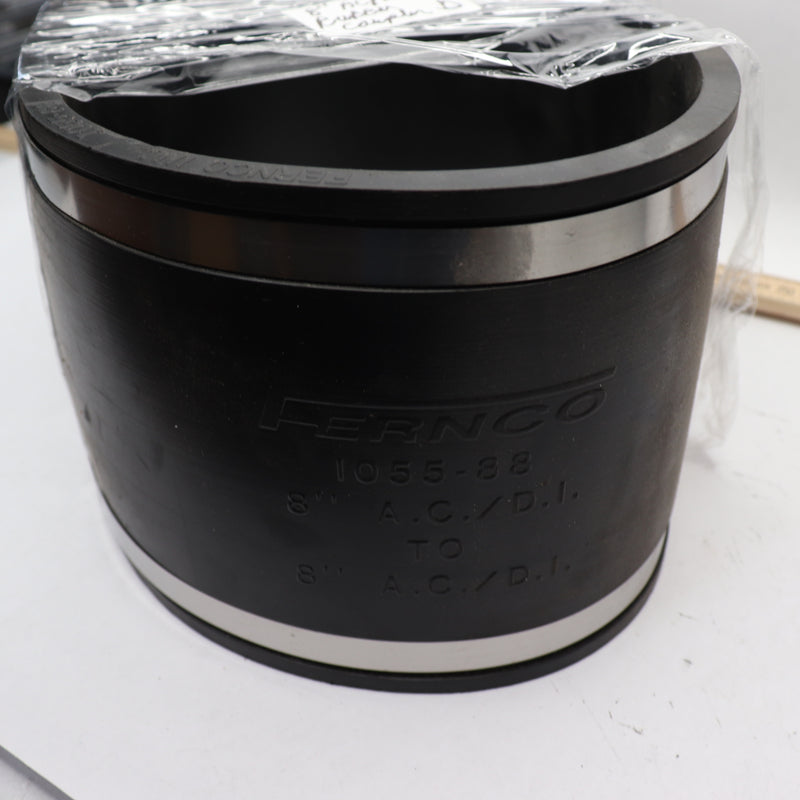 Fernco Flexible Pipe Coupling Adapter Polyvinyl Chloride Black 8” 1055-88