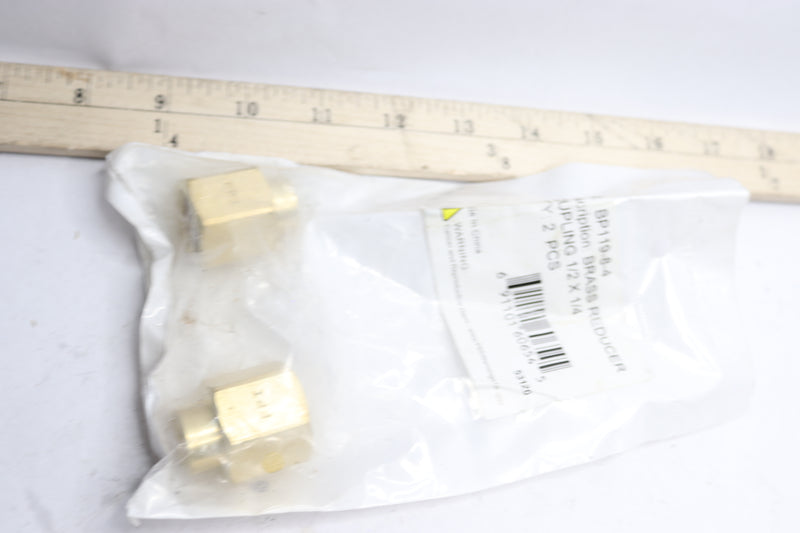 (2-Pk) Power Products Reducer Coupling Brass 1/2" x 1/4" BP119-8-4