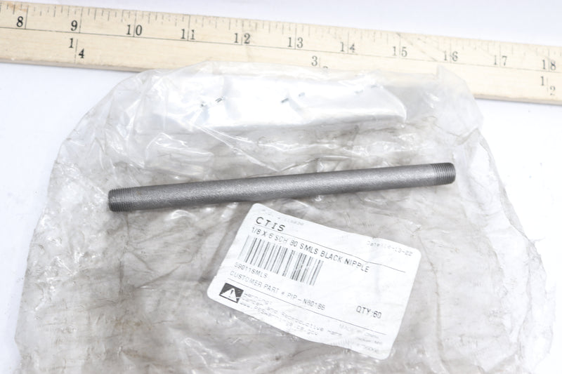 Midland Industries Pipe Nipple Sch80 Seamless Black Steel 1/8" Dia. x 6"L