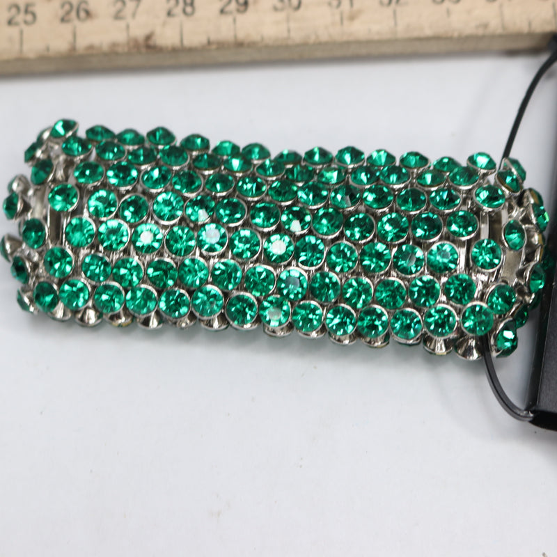 Ashley Stewart Stretch Bracelet Crystal/Metal Abundant Green 3.5"ID 201370741