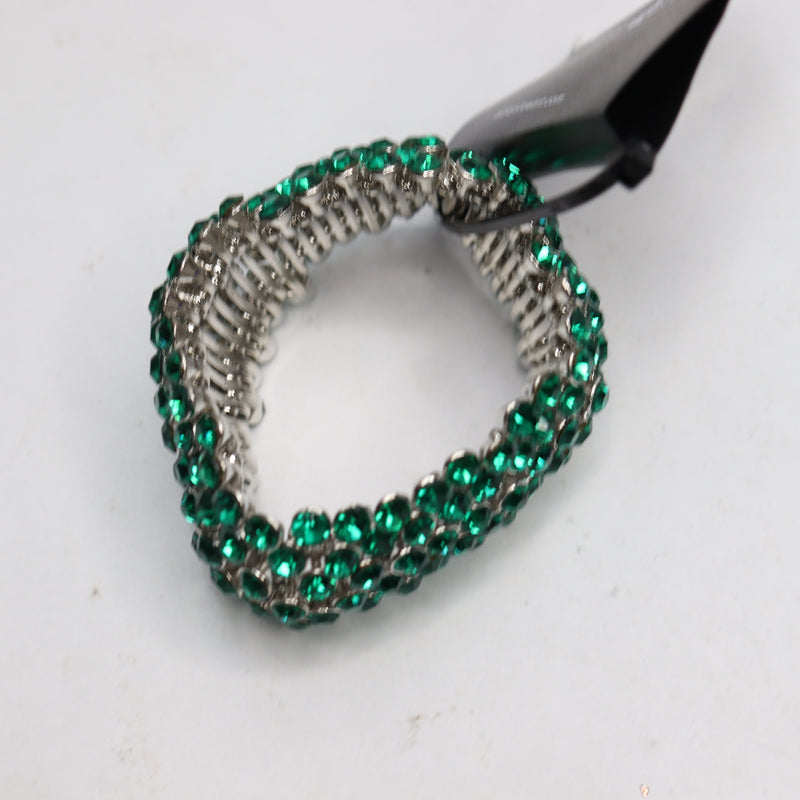 Ashley Stewart Stretch Bracelet Crystal/Metal Abundant Green 3.5"ID 201370741