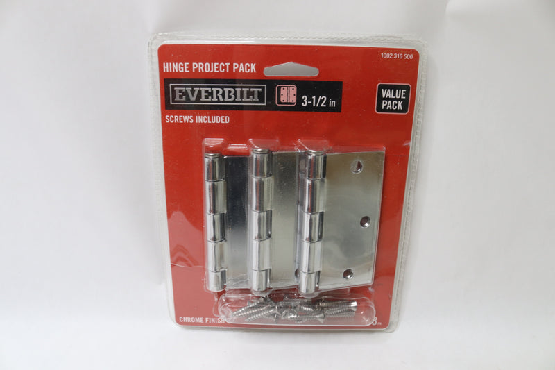 (3-Pk) Everbilt Door Hinges Chrome Finish 3-1/2" 1002 316 500