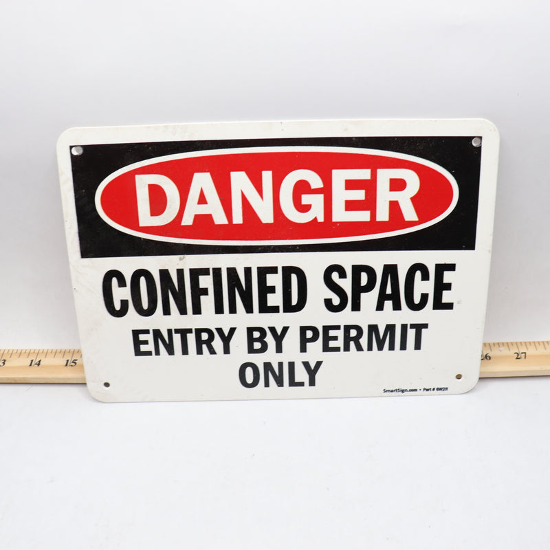 SmartSign Danger Confined Space Enter By Permit Only Plastic 7" x 10" 6W2R