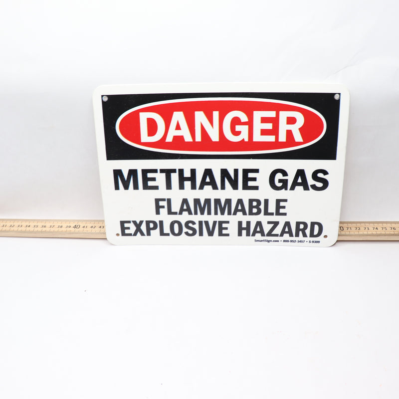 Smartsign Danger Methane Gas Flammable Aluminum Reflective Sign 10" x 7"
