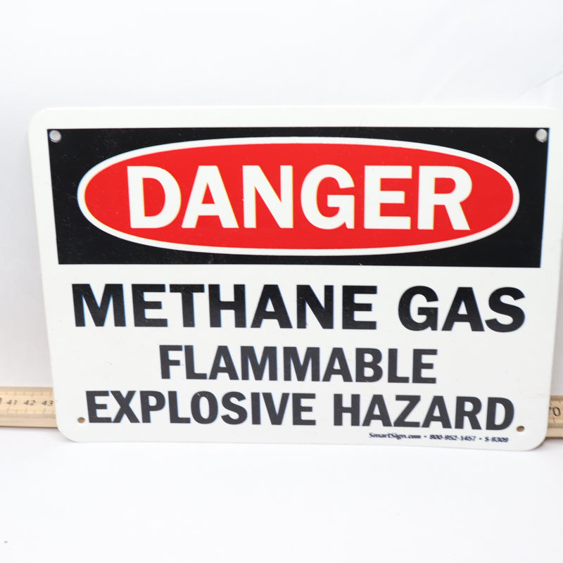 Smartsign Danger Methane Gas Flammable Aluminum Reflective Sign 10" x 7"