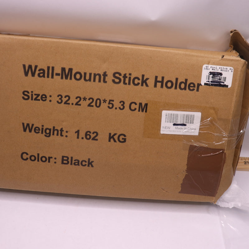 Wall Mount Pool Stick Holder Kit Black for 6 Cues Sticks Storage Pool