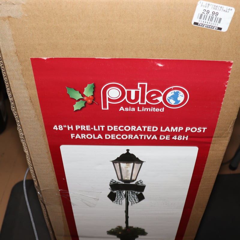Puleo International Decorated Post Lamp Black 48" 274654