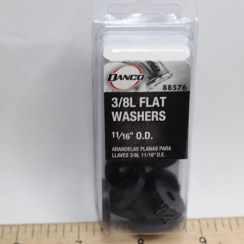 (10-Pk) Danco Flat Washer Rubber Black 3/8" x 11/16" OD 88576