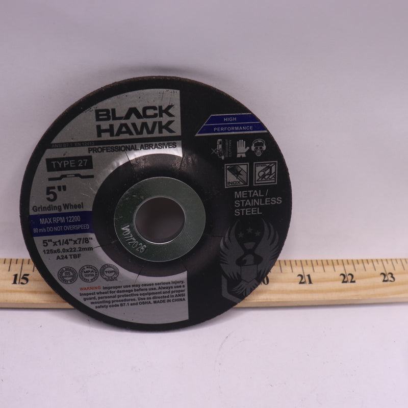 25 PACK Black Hawk Grinding Disc Fiber Glass Reinforced 5&quot; Dia 1/4&quot;