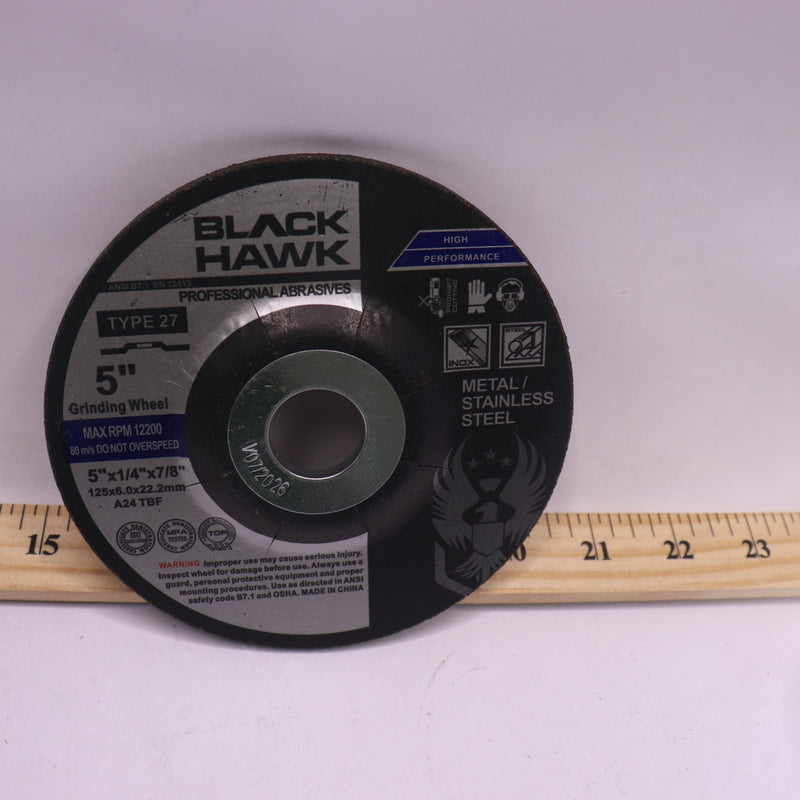 25 PACK Black Hawk Grinding Disc Fiber Glass Reinforced 5&quot; Dia 1/4&quot;