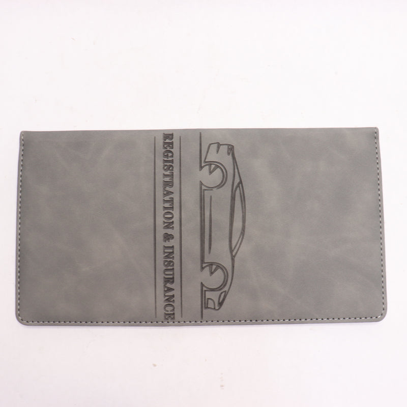 Women Car Registration and Insurance Holder Id Cards Faux Leather Gray