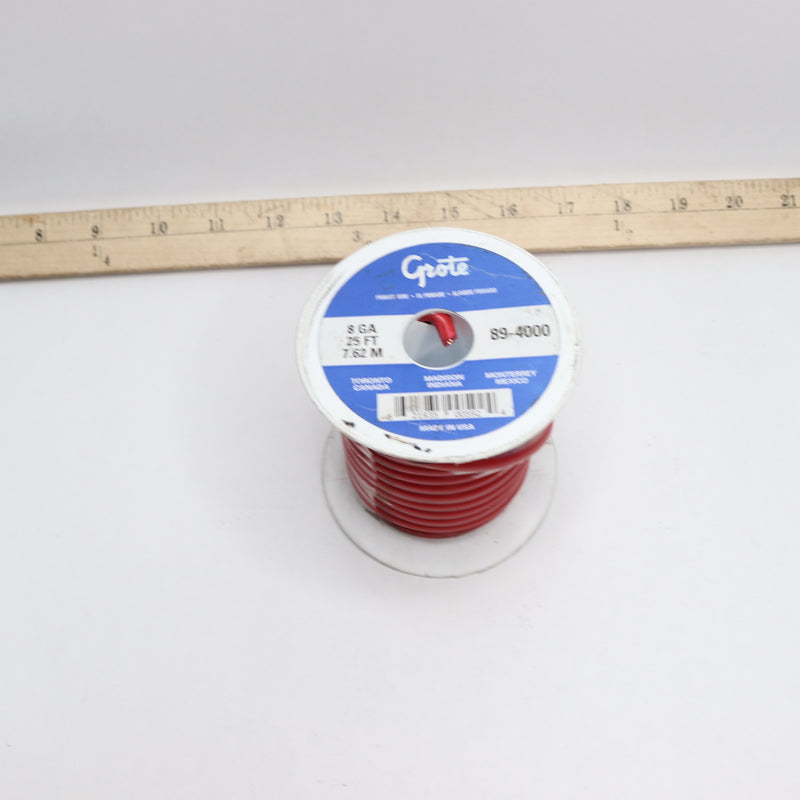 Grote Electrical Wire Red Gauge 8 25' 89-4000C