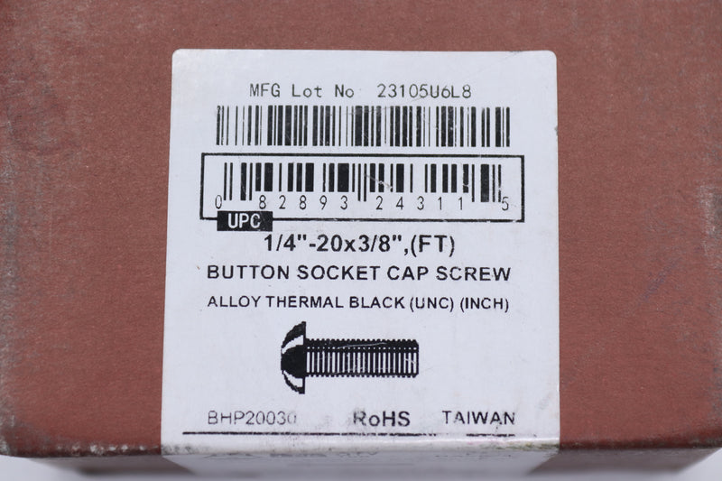 (100-Pk) Brighton-Best Hex Socket Cap Screw Alloy Steel Black 1/4"-20 x 3/8"