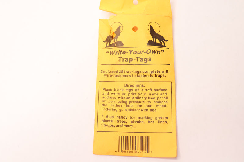 (25-Pk) Write Your Own Animal Trap Tags