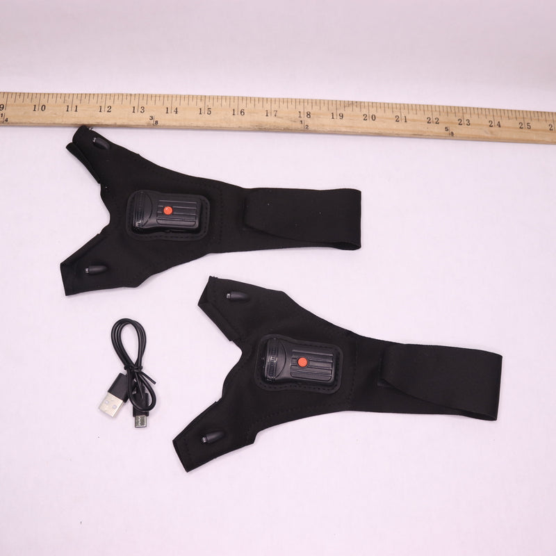 Parigo LED Flashlight Gloves Spandex Fabric Black One Size