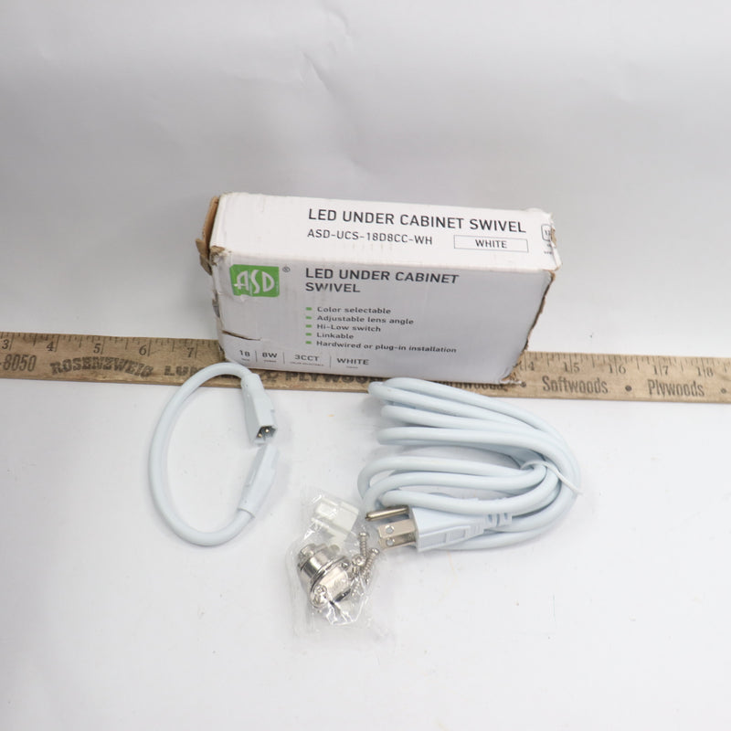 ASDF LED Under Cabinet Swivel Hardware Only ASD-UCS-18D8CC-WH