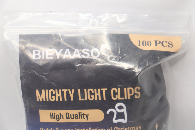 (100-Pk) Bieyaaso Outdoor Hang Gutter Hooks Christmas Light Clips Plastic White