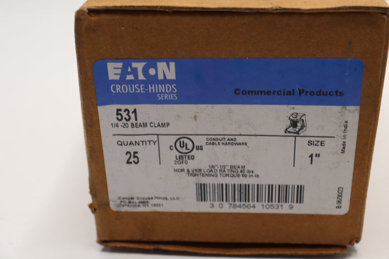 (11-Pk) Eaton Beam Clamp/Insulator Support Malleable Iron 1/4"-20 x 1" 531