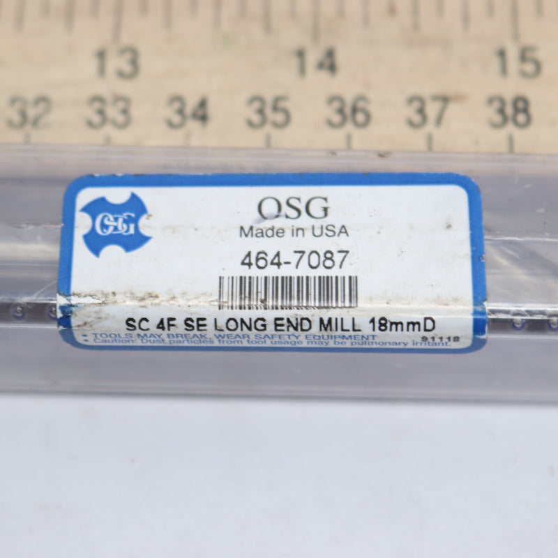 OSG 4 Flute Long Ball Carbide End Mill 18 MM x 18 MM 464-7087