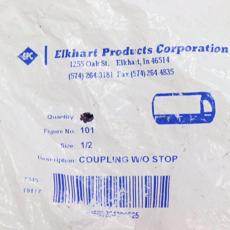 Elkhart Products Coupling w/o Stop Copper 1/2" x 1/2" Sweat Dia. 101