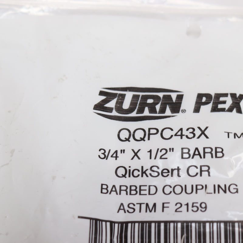Zurn Coupling Pex Polymer Lead Free 3/4" x 1/2" Barb QQPC43X
