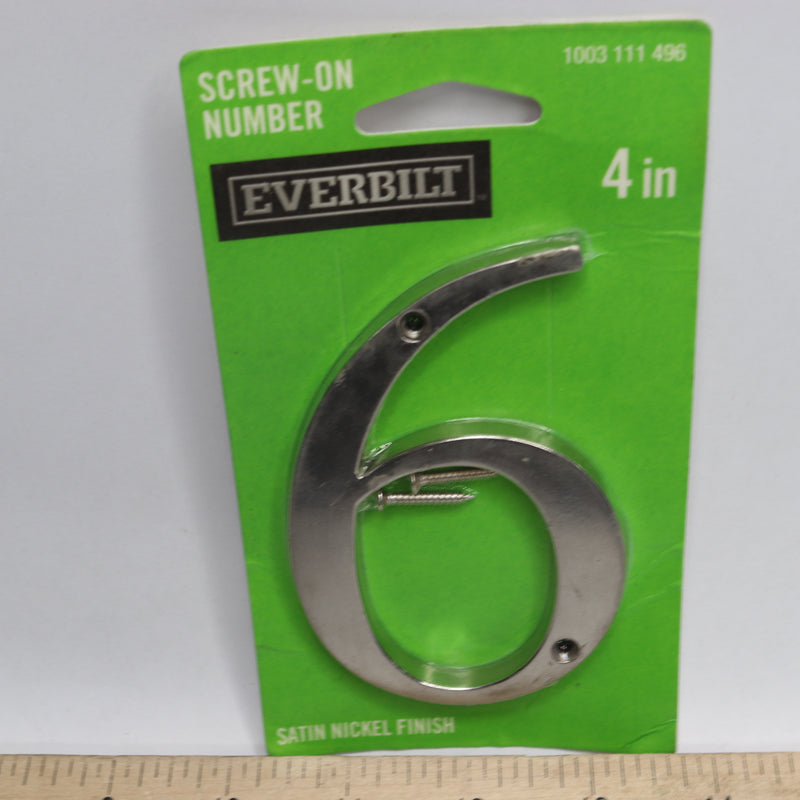 Everbilt Flush Mount Number 6 Satin Nickel Metal 4" 100311496