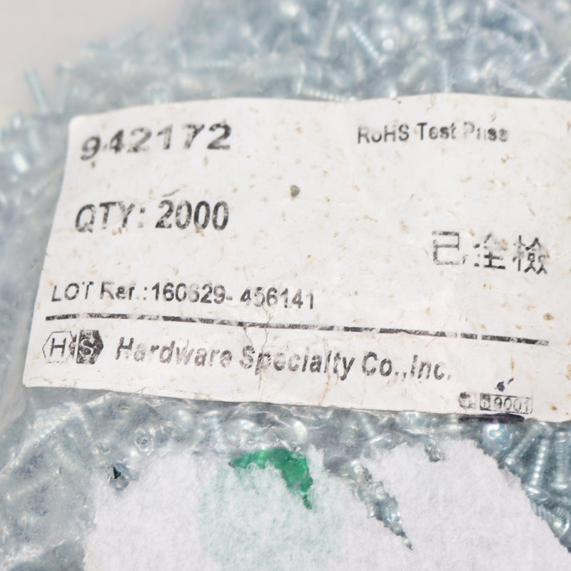(2000-Pk) Hardware Specialty Co Screws 942172