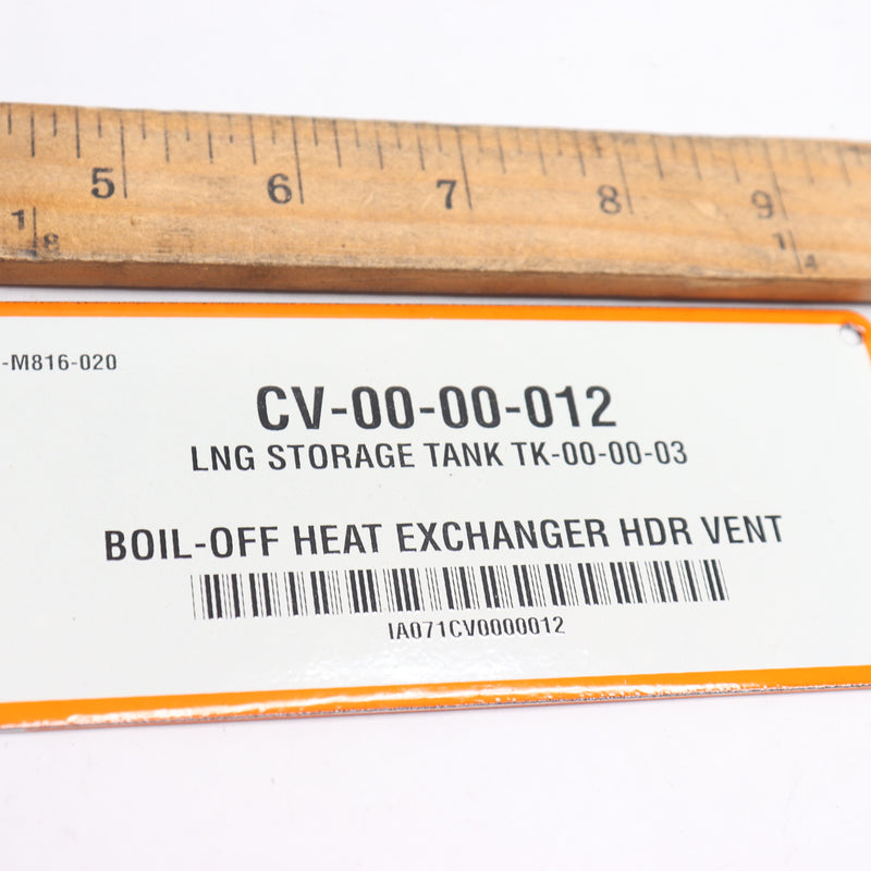 Boil-Off Heat Exchanger HDR Vent Plate IA-071-M816-020 CV-00-00-012