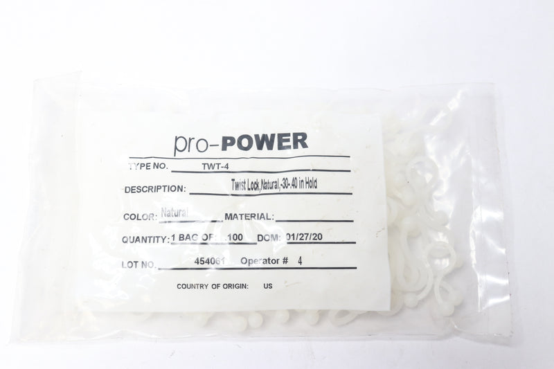 (100-Pk) Pro-Power Releasable Twist Lock Bundling Clamp White .30"-.40" TWT-4