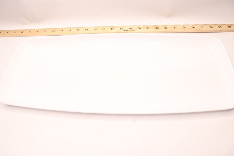(23-Pk) Sabert Disposable Rectangle Platter Durable Plastic White 9" x 22"