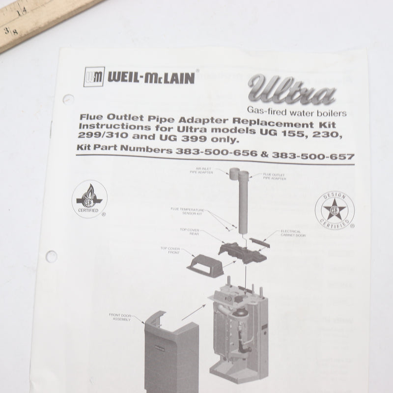 Weil-McLain Flue Outlet Pipe Adapter 4" - Flue Adapter & Seal Ring Only