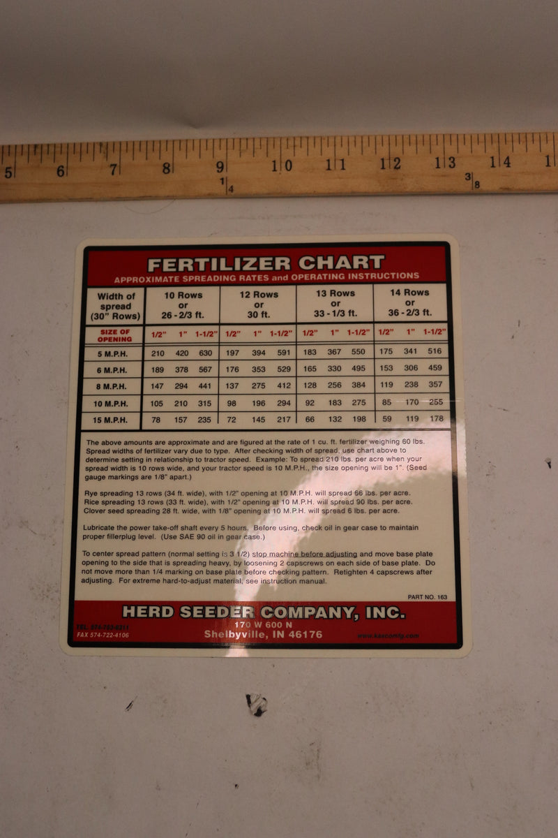 Herd Seeder Fertilizer Chart