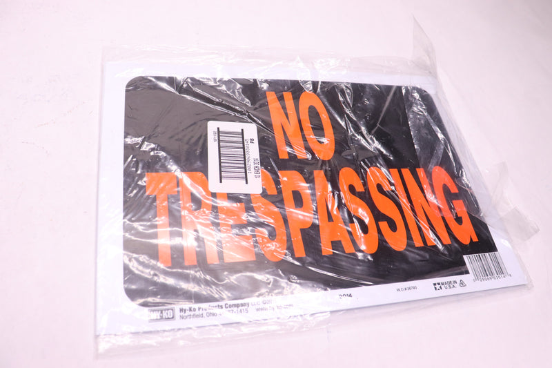 (10-Pk) Hy-Ko No Trespassing Sign Plastic 9" x 12" 36790