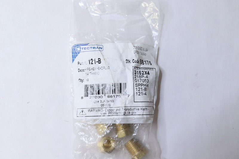 (10-Pk) Tectran Brass Hex Head Plug 121B