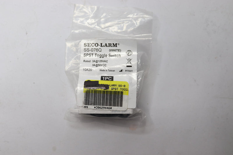 Seco-Larm Toggle Switch White Rated 3A@125VAC 50VDC SS-076Q