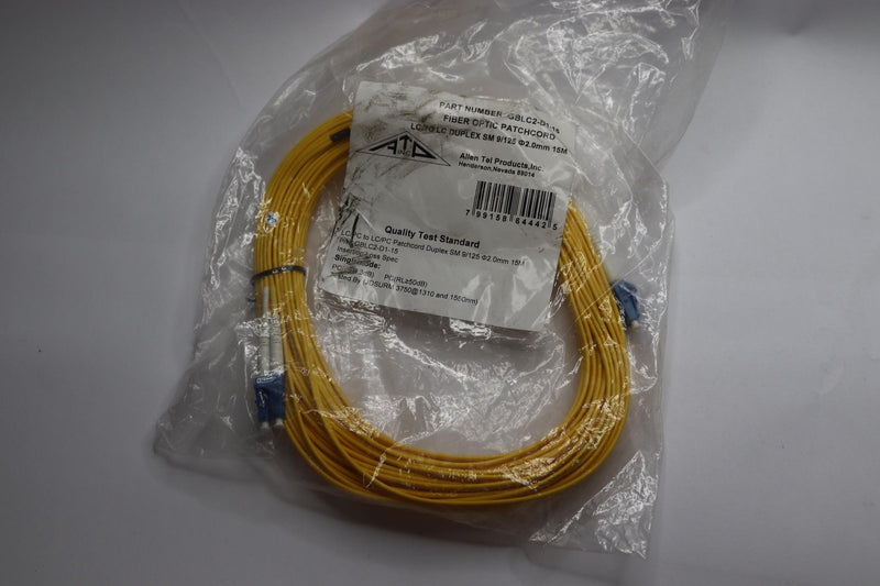 Allen Tel LC to LC Duplex SM Fiber Optic Patchcord 15m GBLC2-D1-15