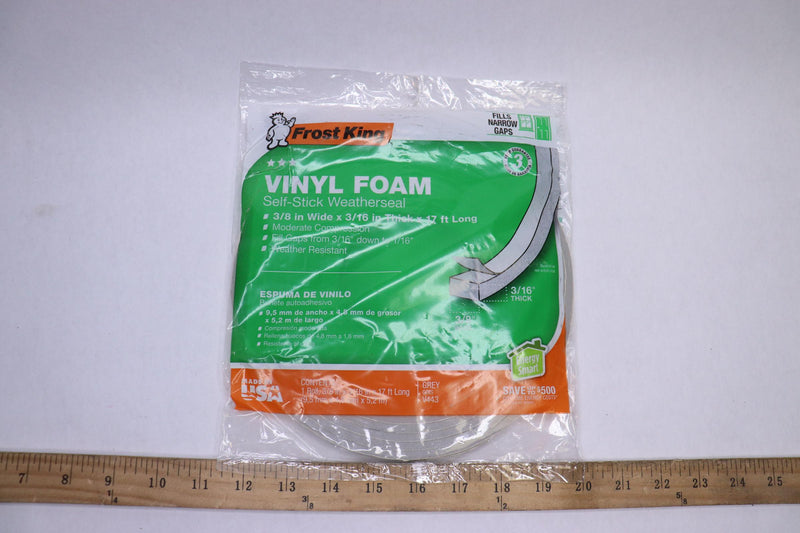 Frost King Foam Tape Grey Vinyl 3/8" x 3/16" x 17' V443