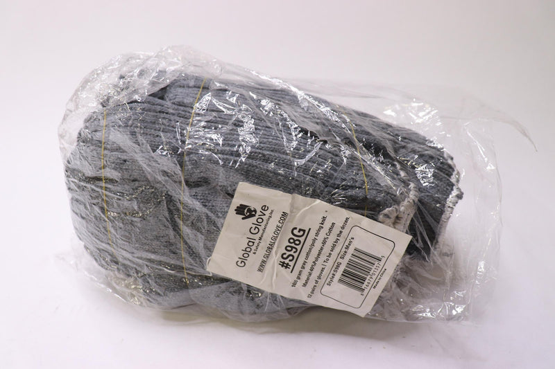 (12-Pk) Global Glove String Knit Gloves Cotton Gray S98G